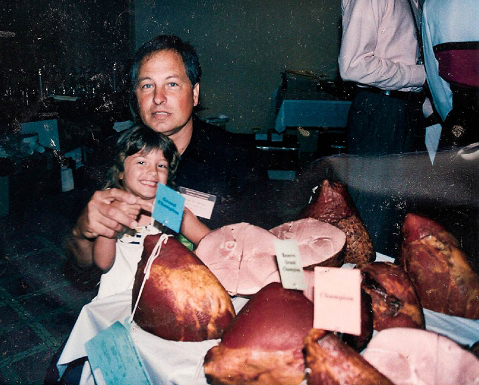 David Dewey and his daughter alongside one of his first national award winning hams